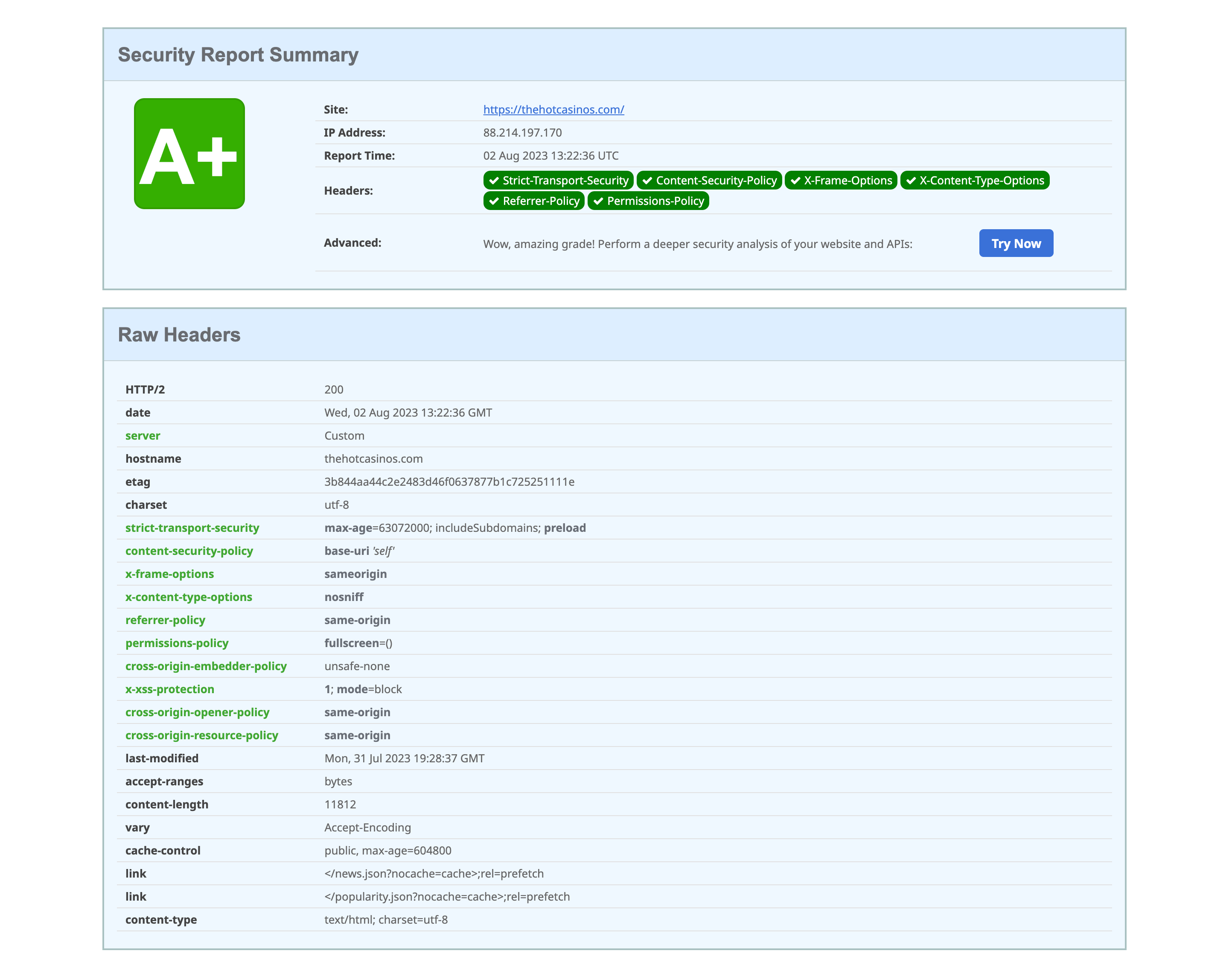 Security Headers Test Report